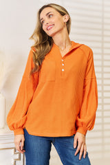 Side Slit Waffle Knit Hoodie