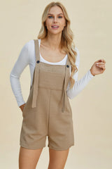 Textured Sleeveless Romper in Linen Blend