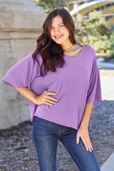 Bamboo Round Neck Drop Shoulder Tee