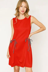 Round Neck Sleeveless Tank Dress with Pockets