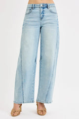 Sutton Mid Rise Barrel Leg Jeans