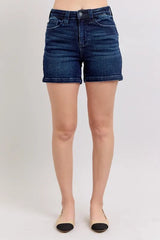 High Waist Flap Pocket Denim Shorts