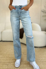 Laken Distressed Straight Leg Jeans