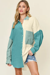 Pocketed Textured Button Up Shirt