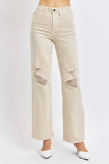 Mesa Distressed Wide Leg Jeans