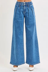 Marlowe Pleated Wide Leg Jeans