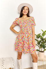 Smocked Sweetheart Neck Mini Dress