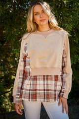 Layered Plaid Contrast Sweatshirt