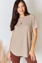 Waffle Short Sleeve High Low Tee